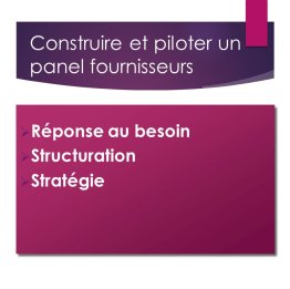 Construire et piloter un panel fournisseurs par famille