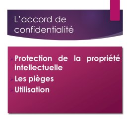 L’accord de confidentialité