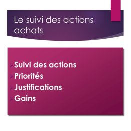 Le suivi des actions achats