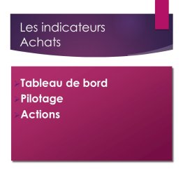 Les indicateurs Achats